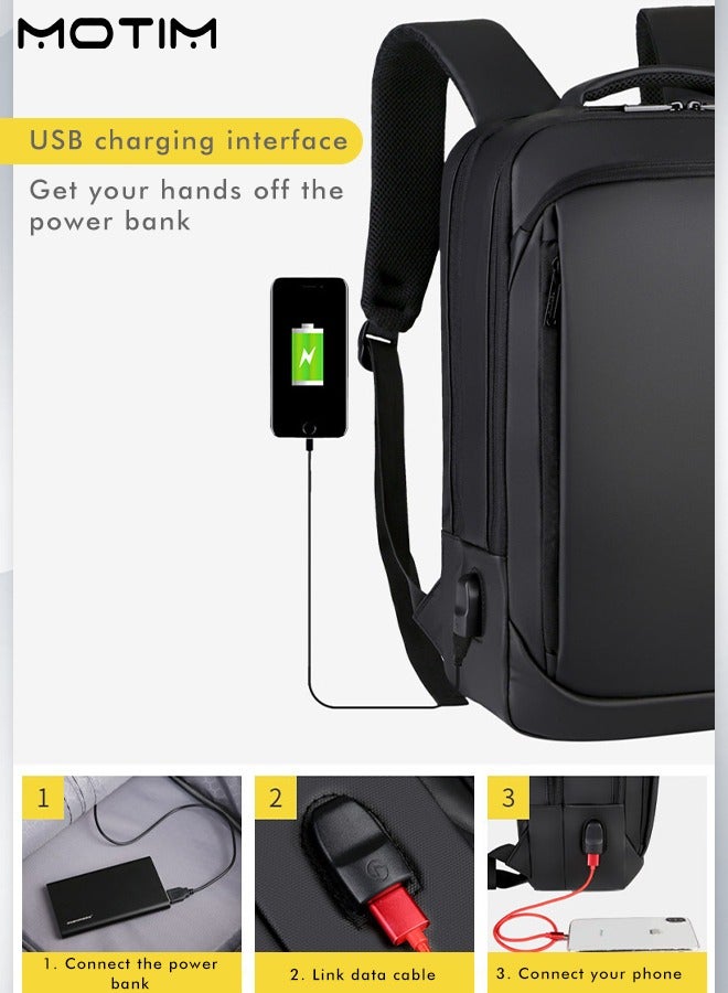 Travel Laptop Backpack, Anti-Theft Durable Laptop Backpack with USB Charging Port, Waterproof Computer Bag Fits 15.6 Inch Laptop Notebook with Independent Computer Compartment, Large Capacity