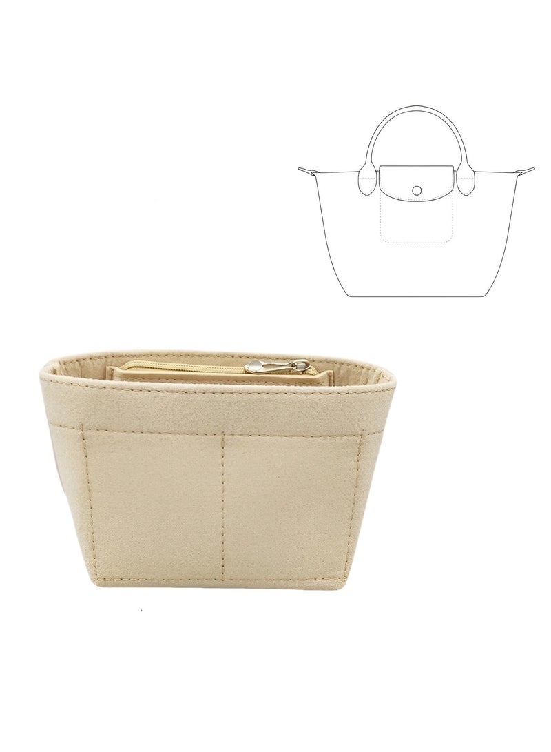 Skycare Purse Organizer Insert for Longchamp Le Pliage Large Tote - Premium Felt Organizer for Perfectly Organized Essentials BEIGE