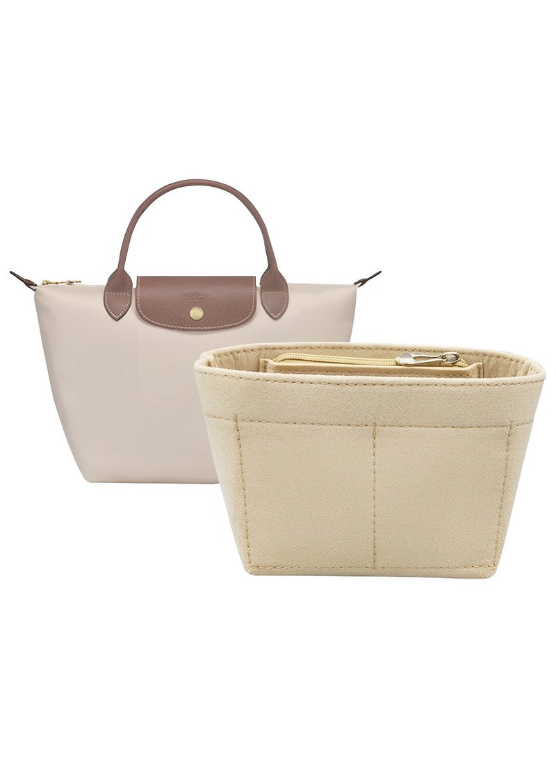 Skycare Purse Organizer Insert for Longchamp Le Pliage Large Tote - Premium Felt Organizer for Perfectly Organized Essentials BEIGE