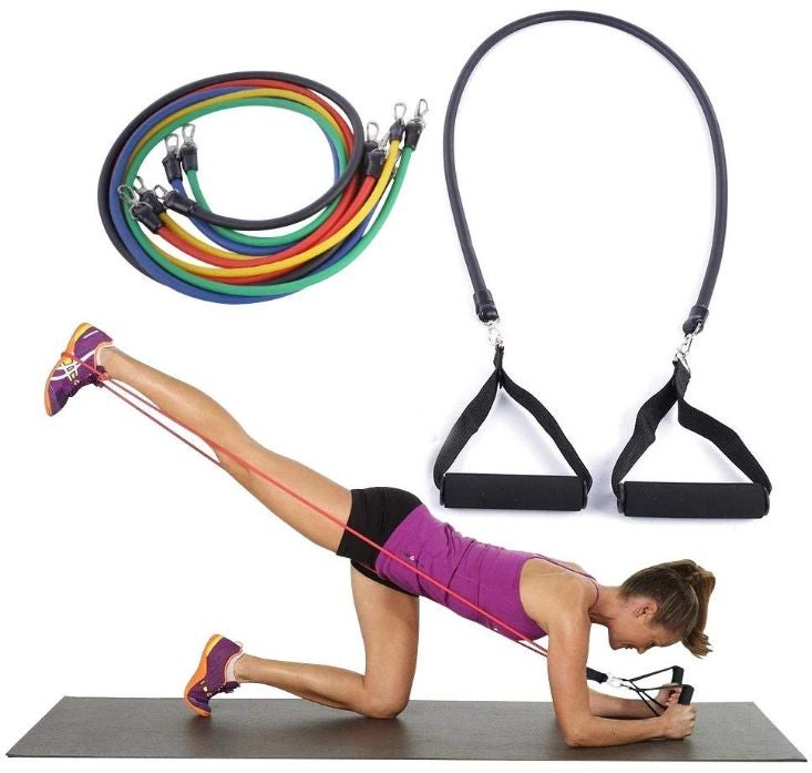 8-Piece Fitness Pull Rope Resistance Band With Accessories Set