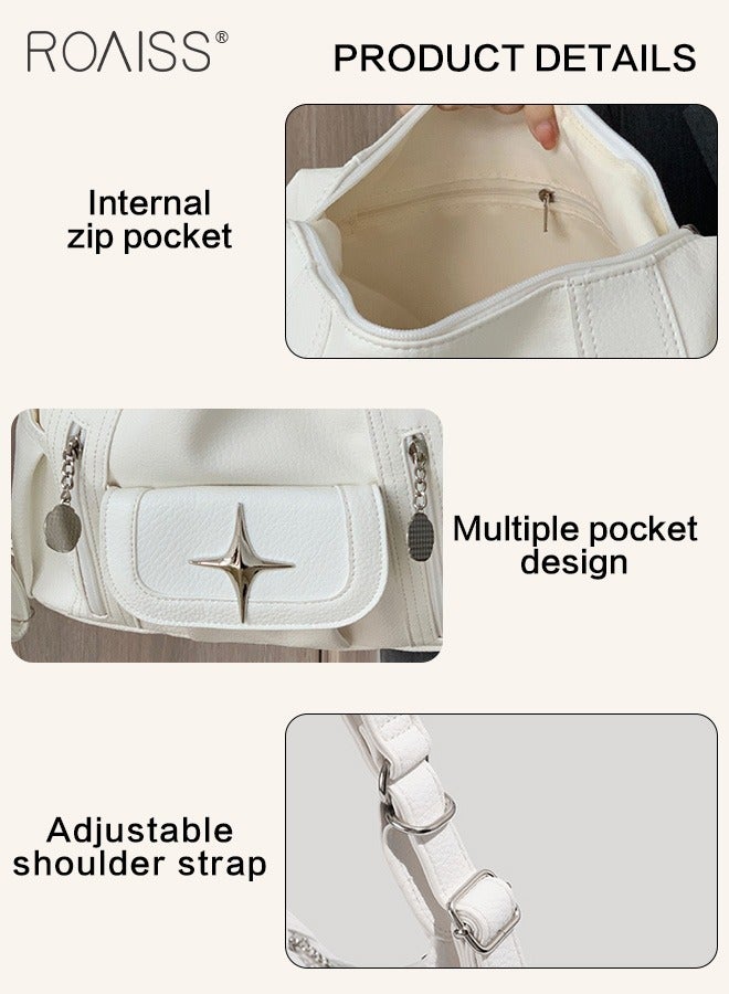 Fashionable Pu Leather Tote Bag Women'S Daily Commuting Large Capacity Shoulder Bag Versatile Zipper Closure Adjustable Shoulder Strap Backpack