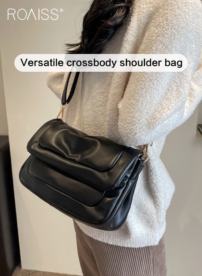 Fashionable Soft Pu Leather Crossbody Bag Women'S Daily Commuting Versatile Flip Shoulder Bag Practical Soft Underarm Bag