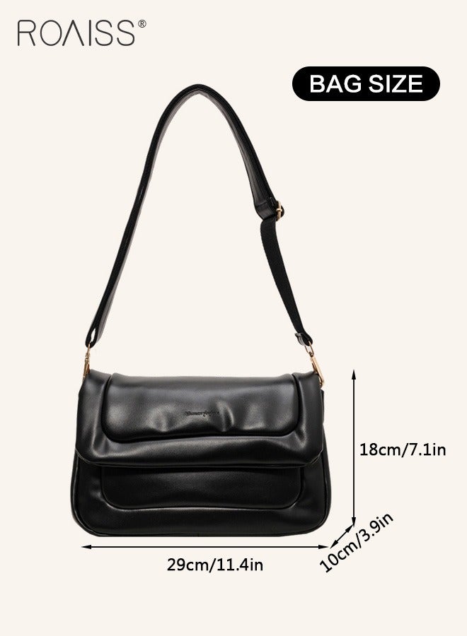 Fashionable Soft Pu Leather Crossbody Bag Women'S Daily Commuting Versatile Flip Shoulder Bag Practical Soft Underarm Bag