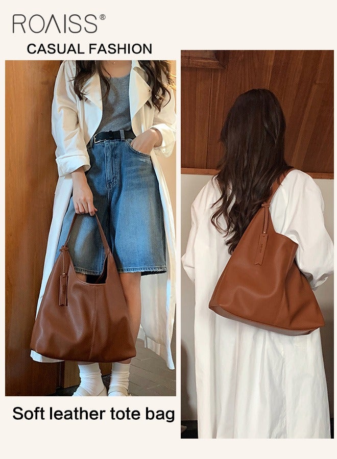 Pu Leather Large Capacity Armpit Bag Women'S Daily Commuting Versatile Handbag Soft Waterproof Simple Tote Bag