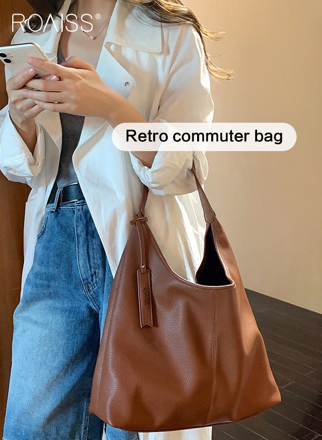 Pu Leather Large Capacity Armpit Bag Women'S Daily Commuting Versatile Handbag Soft Waterproof Simple Tote Bag