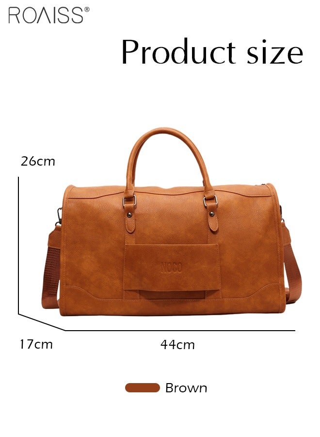 Large-Capacity Pu Leather Travel Handbag Fashionable Retro Adjustable Removable Shoulder Strap Fitness Bag Waterproof And Wear-Resistant Luggage Bag