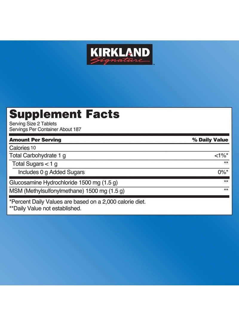 Glucosamine HCI, MSM 1500MG, 375 Tablets
