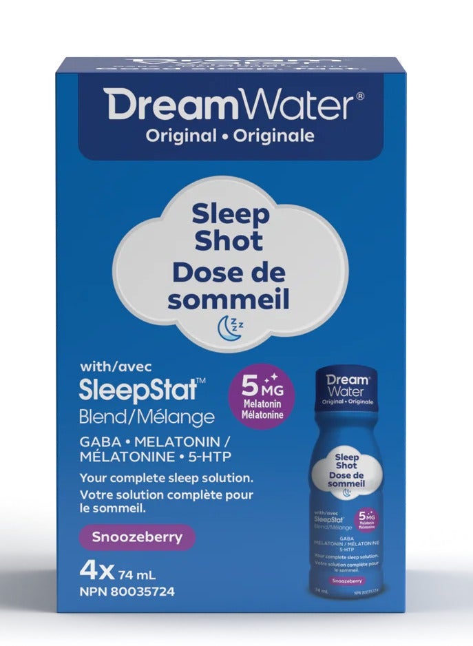 Dream Water Sleep Aid Shot - Snoozeberry Flavour - 4x74 mL, Packaging may vary