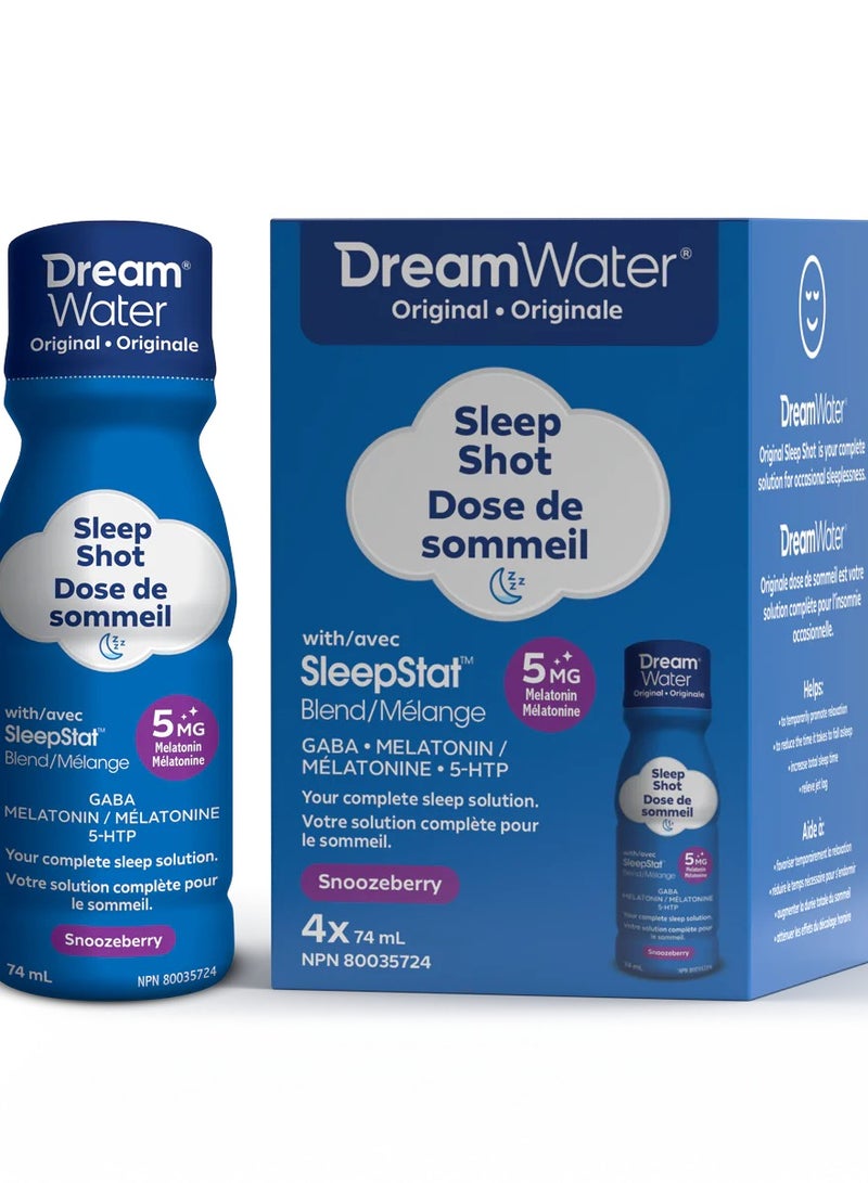 Dream Water Sleep Aid Shot - Snoozeberry Flavour - 4x74 mL, Packaging may vary