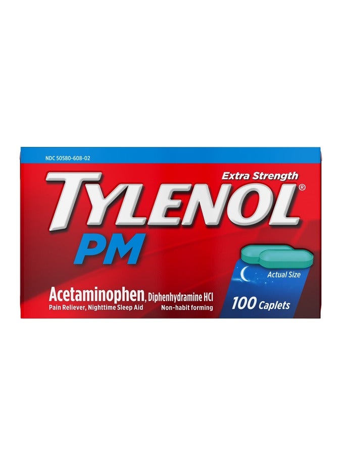 Tylenol PM Acetaminophen, Extra Strength, 100 Caplets