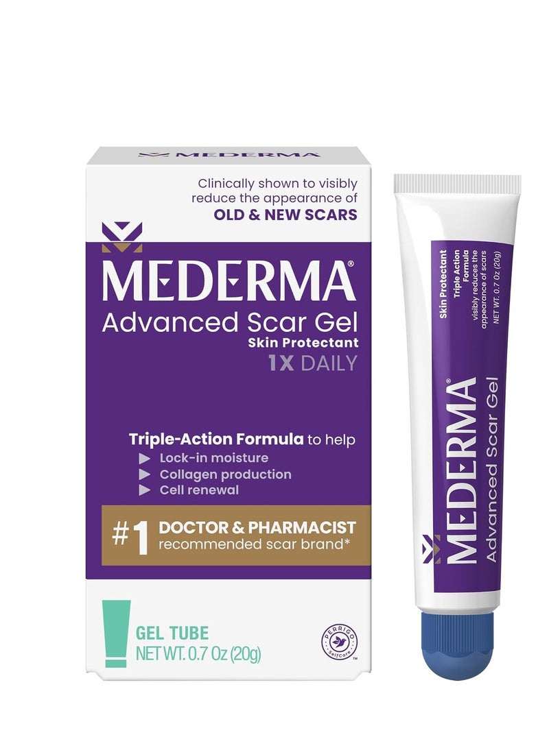 Mederma advanced scar gel treats old and new scars reduces the appearance of scars from acne stitches burns and sore 0.70oz 20g - Packaging may vary