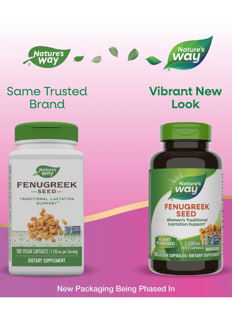 Fenugreek Seed Dietary Supplement 1130mg - 180 Vegan Capsules