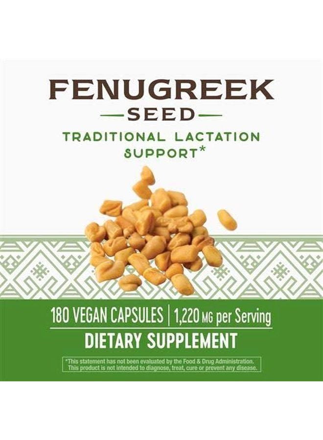 Fenugreek Seed Dietary Supplement 1130mg - 180 Vegan Capsules