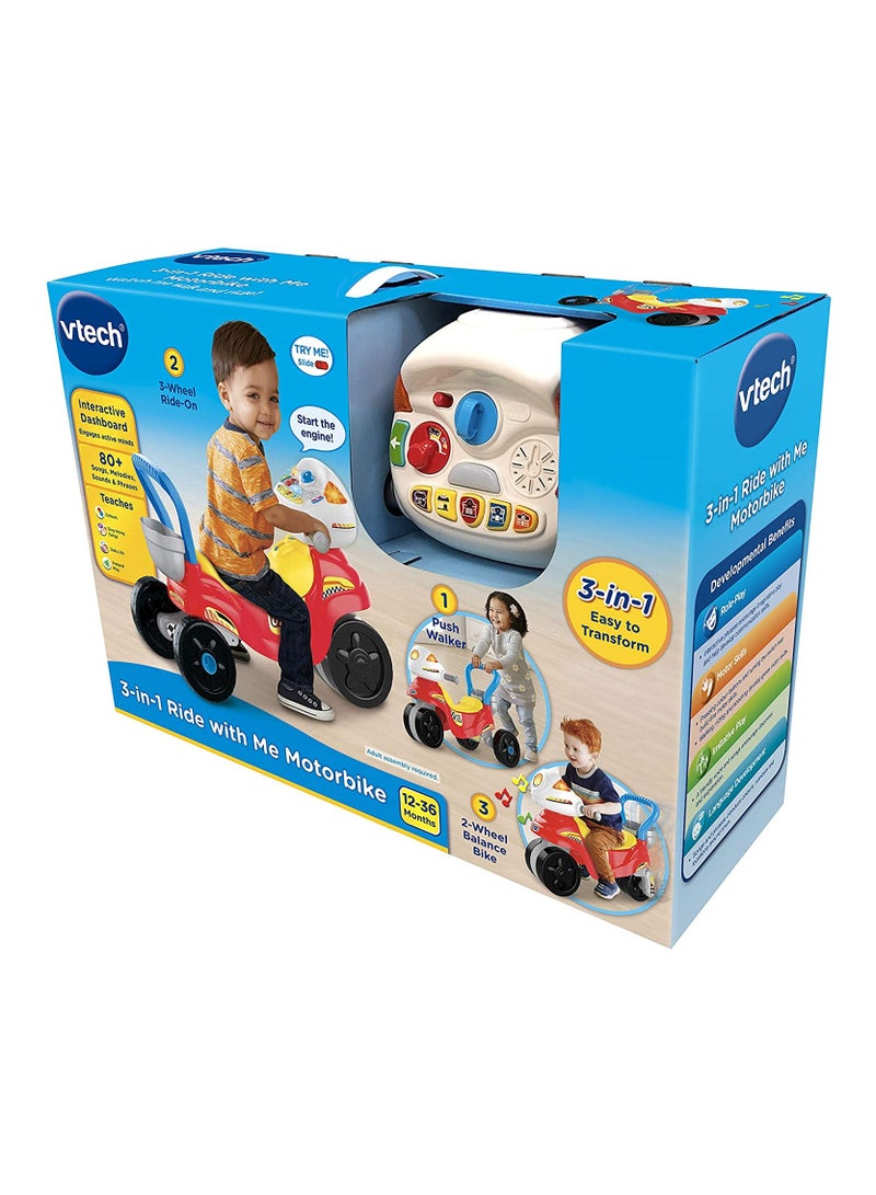 VTech 3-in1 Ride with Me Motorbike Walker Ride On