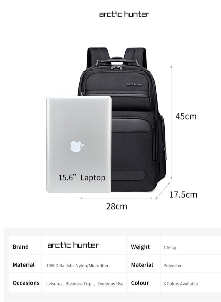 Large Business Travel Laptop Backpack Wear Resistant Durable Trip Bag with Independent Laptop and Tablet Computer Compartment B00492 Grey