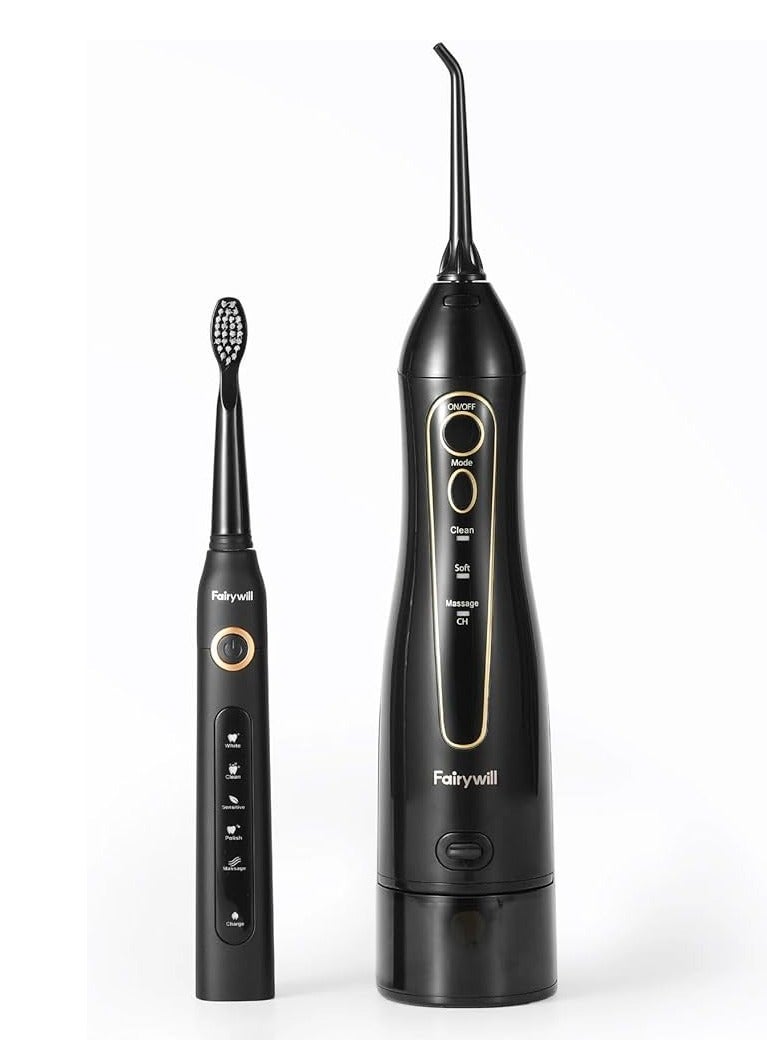 Intelligent Ultrasonic Toothbrush And Oral Irrigator Water Flosser Oral Care Combo Pack USB Rechargeable 3 Modes 300ML 10 Piece