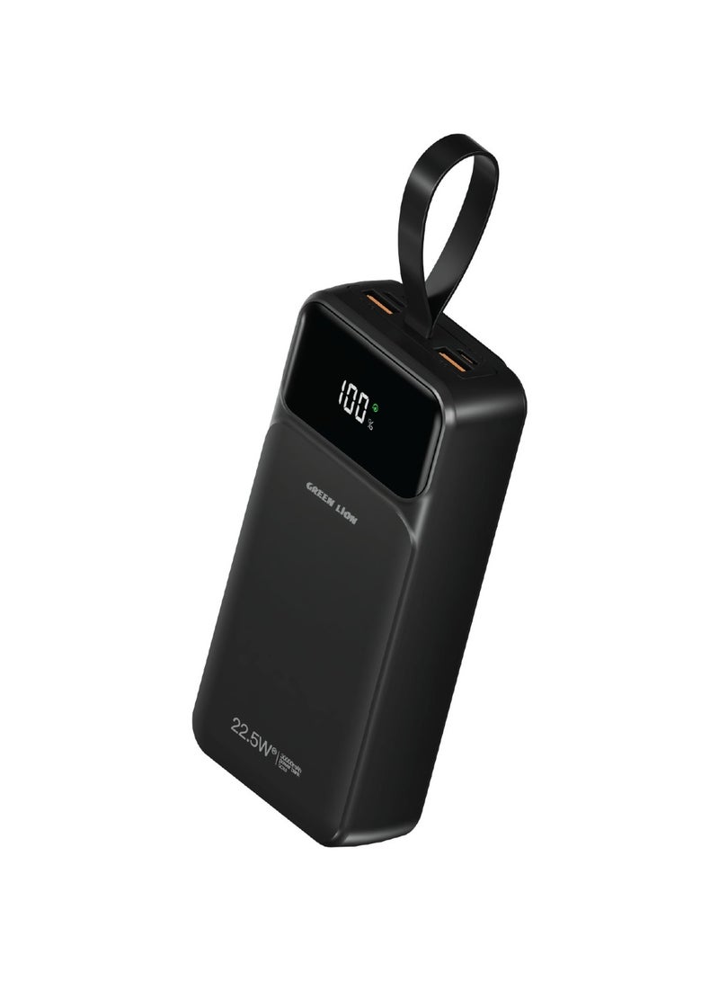 Power Tank 30000mAh Power Bank / PD 20W Fast Charge / 2xUSB-A & 1xType-C Port / LED Digital Display / Built-in Cables / USB-A/USB-C/Lightening Output - Black