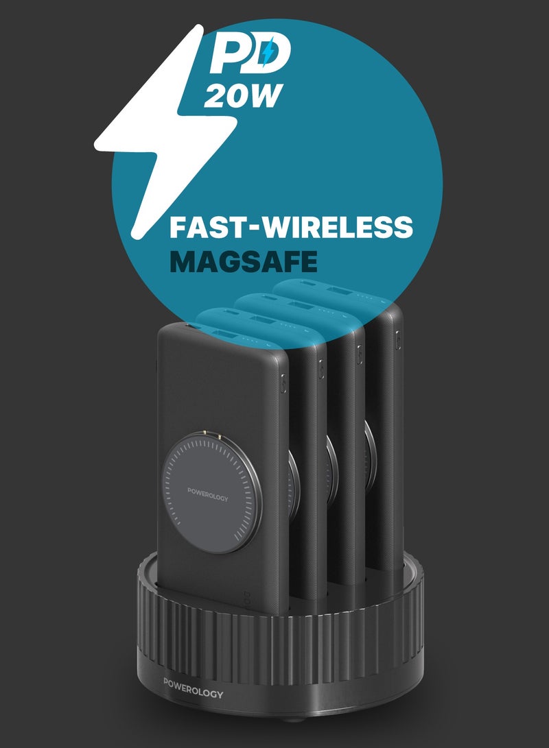 4in1 Power Station with 10000mAh Wireless Power Banks/ 20W PD/ 100W QC / Built-In Safeguards / Fast-Wireless MagSafe- Black