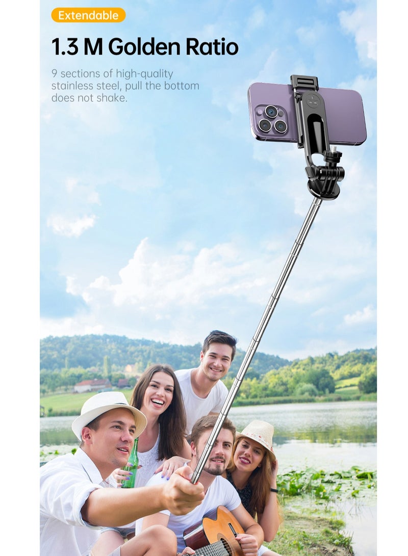 53 Inches Selfie Sticks Tripod,Separate design smartphone tripod Stand with Wireless Remote Control and Double fill light Portable Retractable Cell Phone Tripod for iPhone/Samsung/GoPro/Android Phone