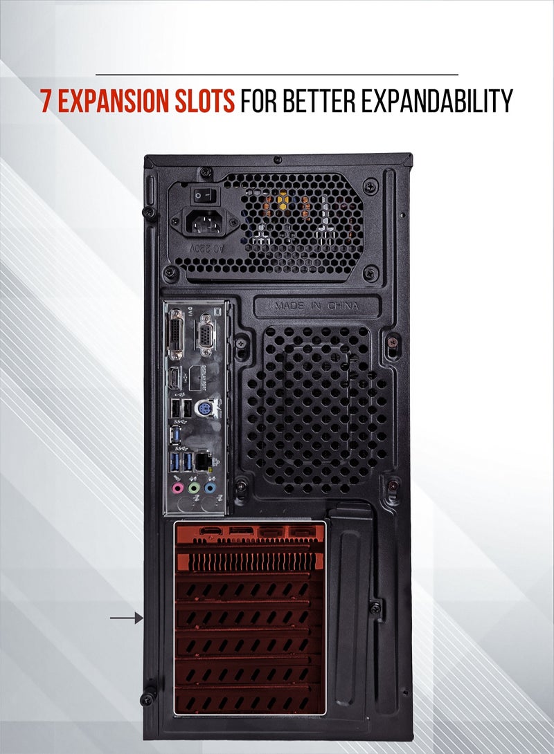 Tortox Zion ATX, ITX, M-ATX Gaming  PC Case or Office PC Case, Pre-installed 350W Power Supply and 120mm Fan*1, Metal Computer Case, HDD, SSD, 7 Expansion Slots, Ideal for Office & Gaming use