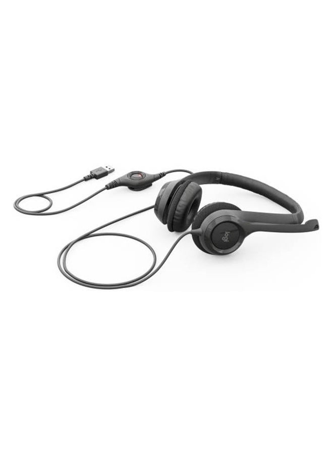 H390 Wired Headset for PC/Laptop, Stereo Headphones with Noise Cancelling Microphone, USB Type-A Interface, In-Line Controls, Works with Chromebook - Black