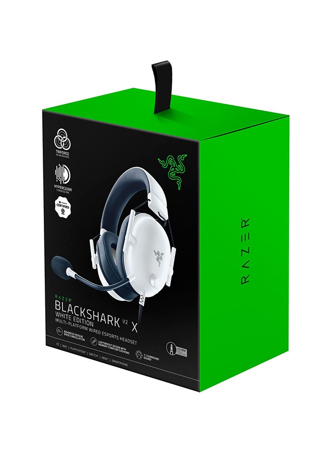 BlackShark V2 X Wired Esports Gaming Headset, 7.1 Surround Sound, 50mm Drivers, 240g Lightweight Build, Noise Cancelling Mic, Hybrid Memory Foam Cushions Comfort or PC, Mac, PS4, PS5, Nintendo Switch, Xbox One, Xbox Series X|S, Mobile, White | RZ04-03240700-R3M1