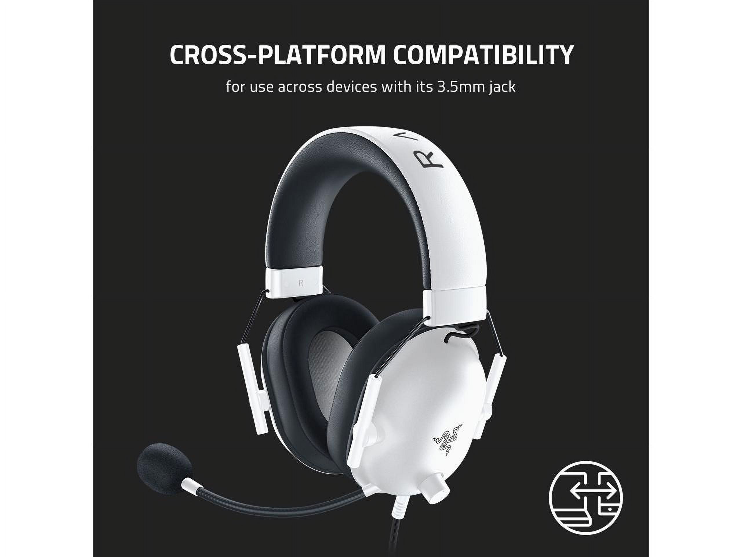 BlackShark V2 X Wired Esports Gaming Headset, 7.1 Surround Sound, 50mm Drivers, 240g Lightweight Build, Noise Cancelling Mic, Hybrid Memory Foam Cushions Comfort or PC, Mac, PS4, PS5, Nintendo Switch, Xbox One, Xbox Series X|S, Mobile, White | RZ04-03240700-R3M1