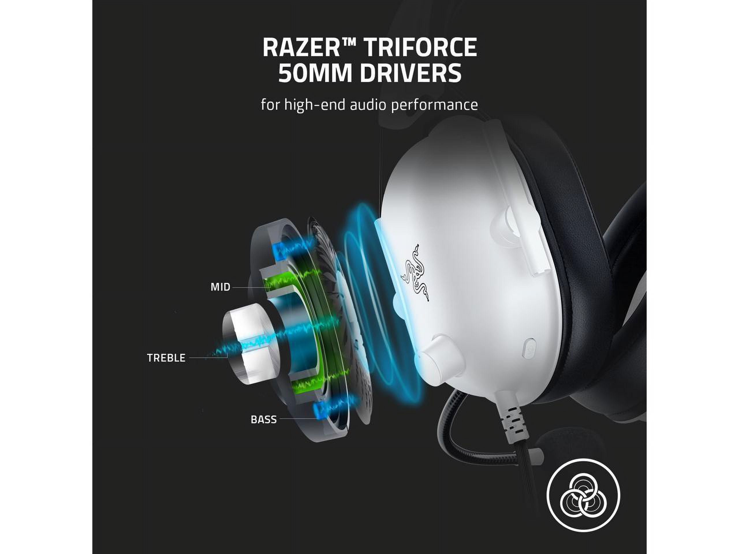 BlackShark V2 X Wired Esports Gaming Headset, 7.1 Surround Sound, 50mm Drivers, 240g Lightweight Build, Noise Cancelling Mic, Hybrid Memory Foam Cushions Comfort or PC, Mac, PS4, PS5, Nintendo Switch, Xbox One, Xbox Series X|S, Mobile, White | RZ04-03240700-R3M1