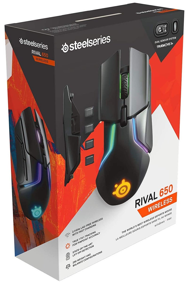 Rival 650 - Quantum Wireless Gaming Mouse - Rapid Charging Battery - Low 0.05 Lift-Off Distance - 256 Weight Configurations