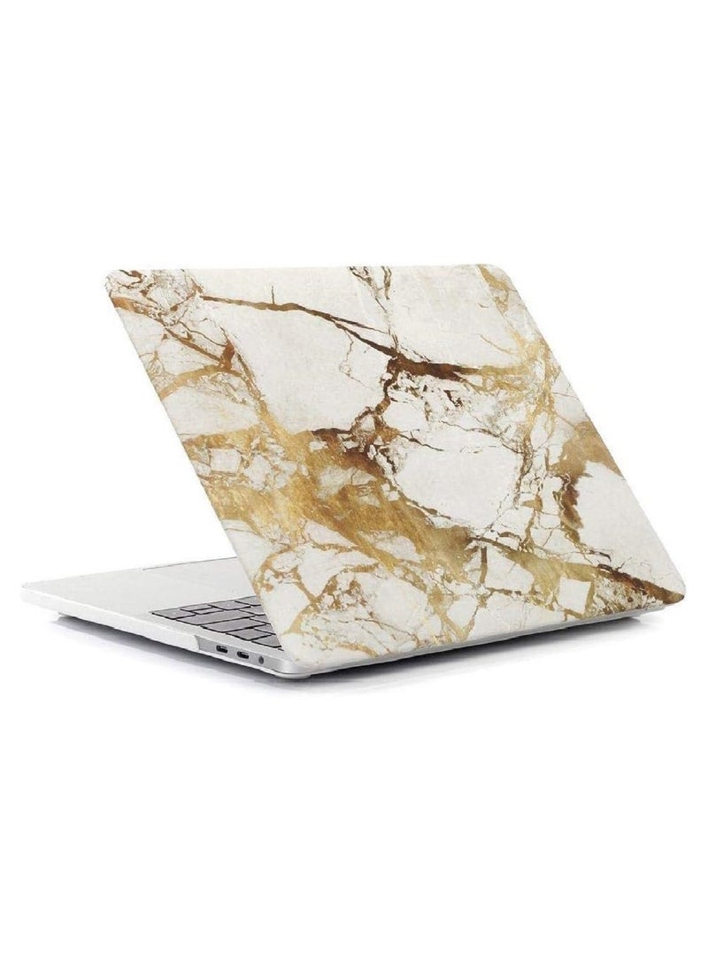 Hard Shell Protective Case Cover Compatible with MacBook Pro 16-Inch Model: A2141 (MVVJ2xx/A, MVVK2xx/A, MVVL2xx/A, MVVM2xx/A) Retina Display with Touch Bar Touch ID, Gold Marble