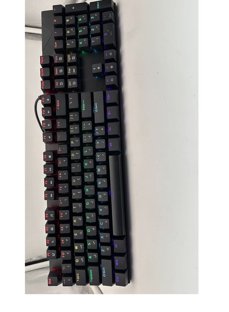 HXSJ  NEW L300 Arabic/English language mechanical keyboard 104 keys green axis 20 kinds of light colorful keyboard.