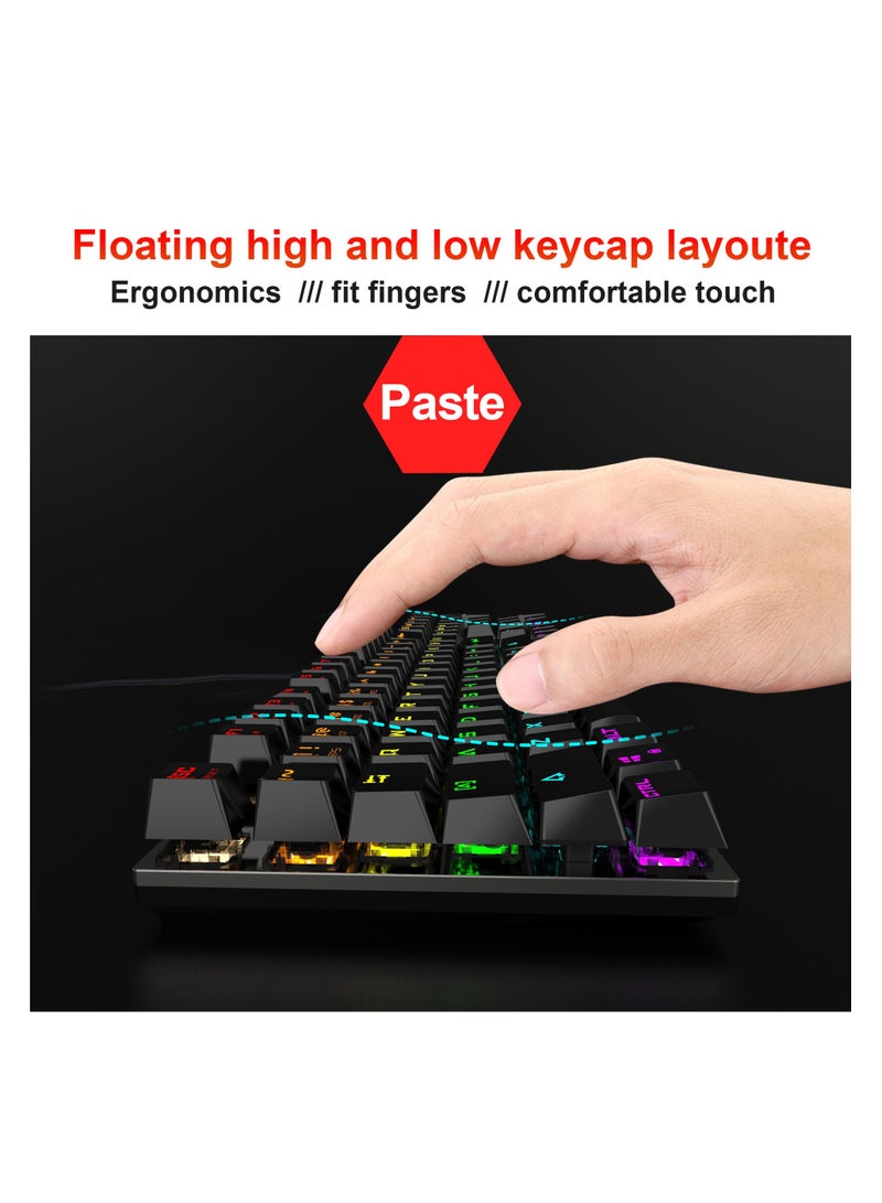 HXSJ  NEW L300 Arabic/English language mechanical keyboard 104 keys green axis 20 kinds of light colorful keyboard.