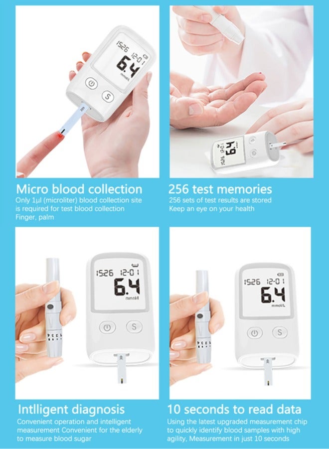 Sugar Blood Test Monitor, Blood Glucose Meter Kit, Diabetes Testing Kit with Glucometer, Test Strips, Lancing Device, Lancets