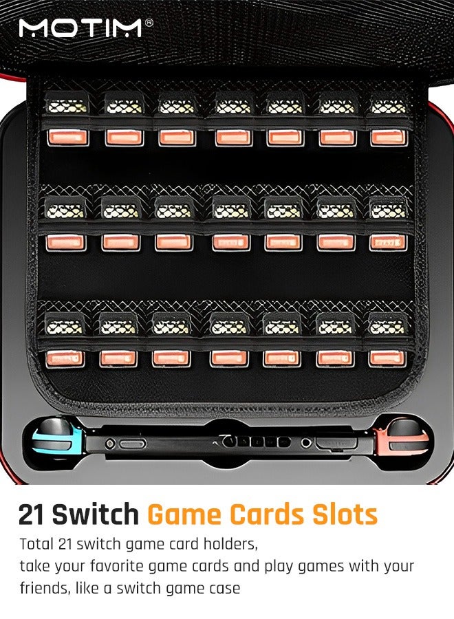 Switch Carrying Case Compatible with Nintendo Switch and Switch OLED Model, Hard Shell Carry Bag with 21 Game Cards, Portable Full Protection Travel Case for Switch Console and Accessories