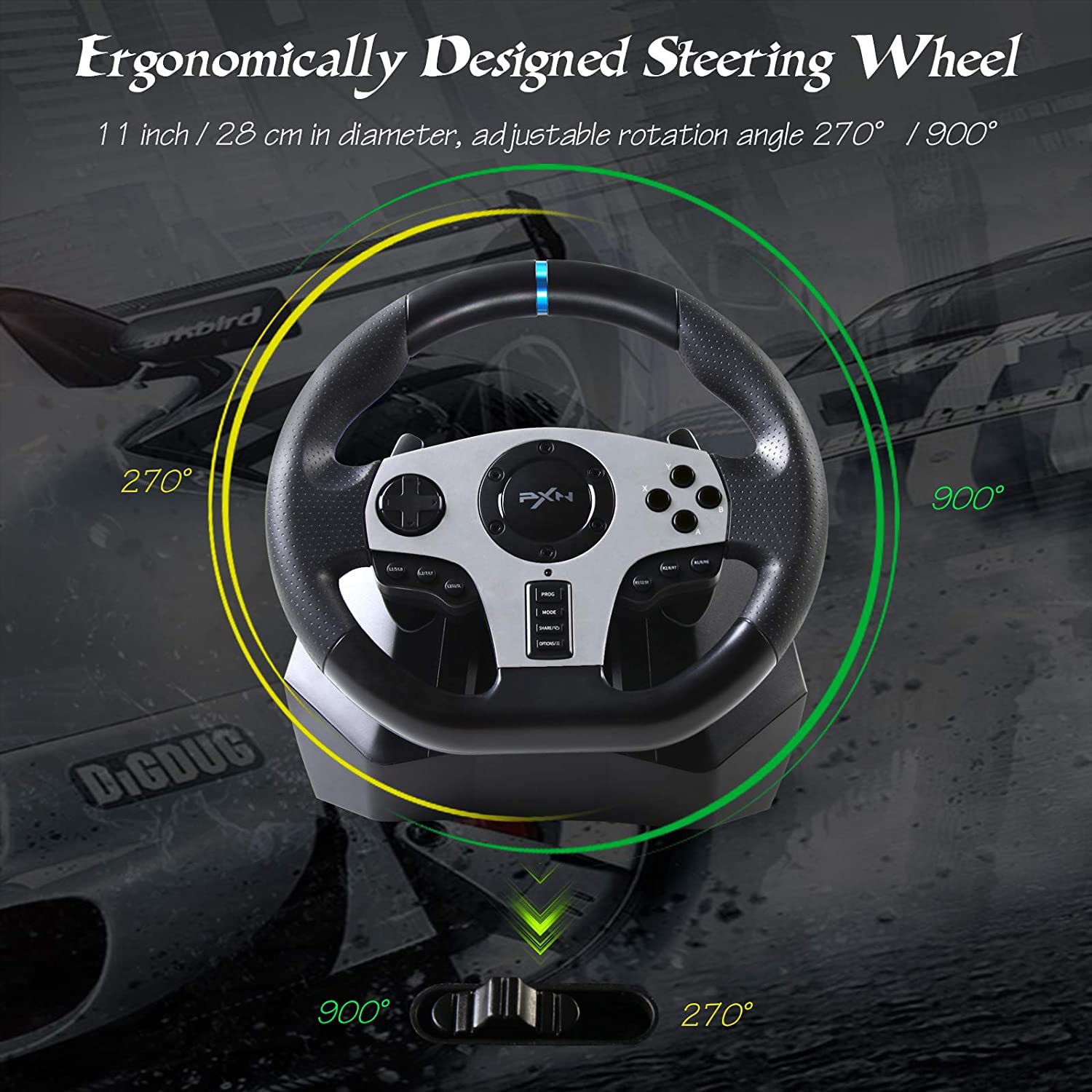 V9 Simracing Gaming Racing Wheel For Nintendo Switch/ Ps4/Ps3/Xbox One/Pc Windows/Xbox Series S/X 270°/900° Racing Wheel