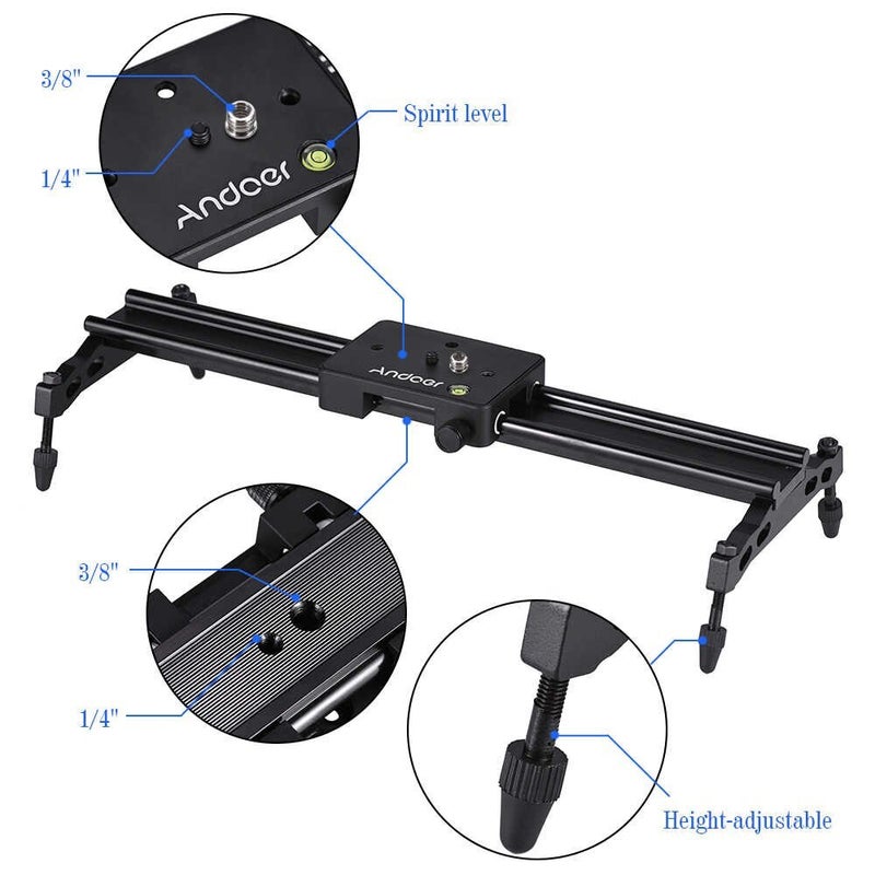 Portable Camera Track Dolly Slider Stabilizer Rail System Black