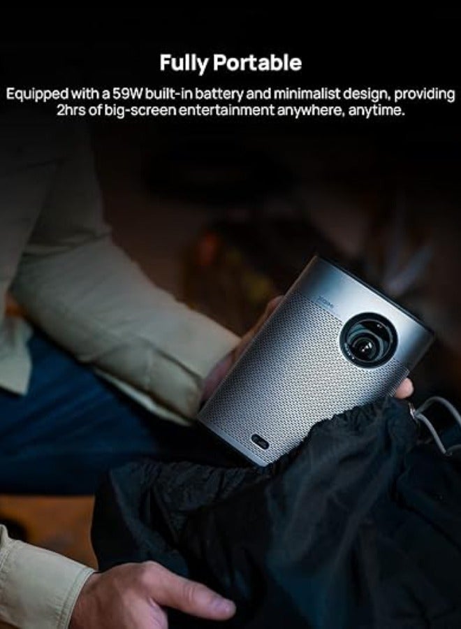 Halo+ Full HD Long Throw Portable Projector, 700 ISO Lumens, Up to 200 Inch Screen Size, 2x 5W Harman/Kardon Speakers, Built-in 2.5Hrs Battery, for Home/Office/Camping/Travel - Space Grey