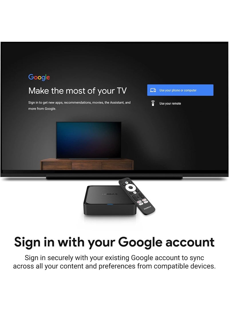 HUMAX Android TV Box A1 Android 11 4K Ultra HD Resolution with 8GB Flash 2GB RAM Dolby Audio Wifi 5 Bluetooth 5 AV1 Supported, Tv Streaming Netflix PrimeVideo Youtube Google Play