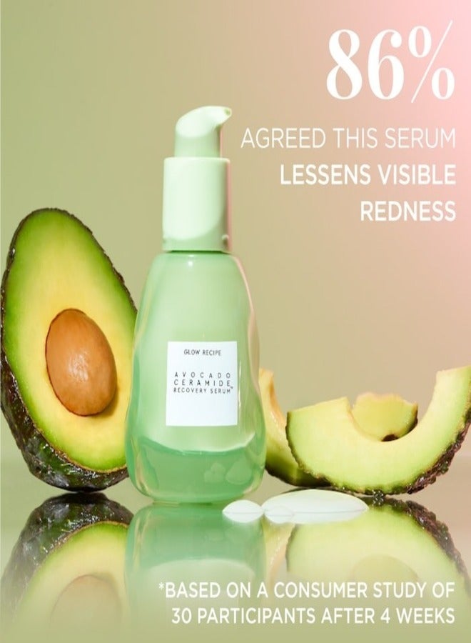 GLOW RECIPE Avocado Ceramide Recovery Serum, 30ml – Soothing, Redness-Reducing, and Barrier-Strengthening Serum with Ceramides and Avocado Extract