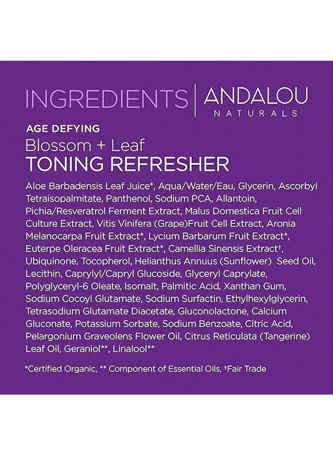 Andalou Naturals Blossom + Leaf Toning Refresher With Resveratrol, Age Defying 178ml