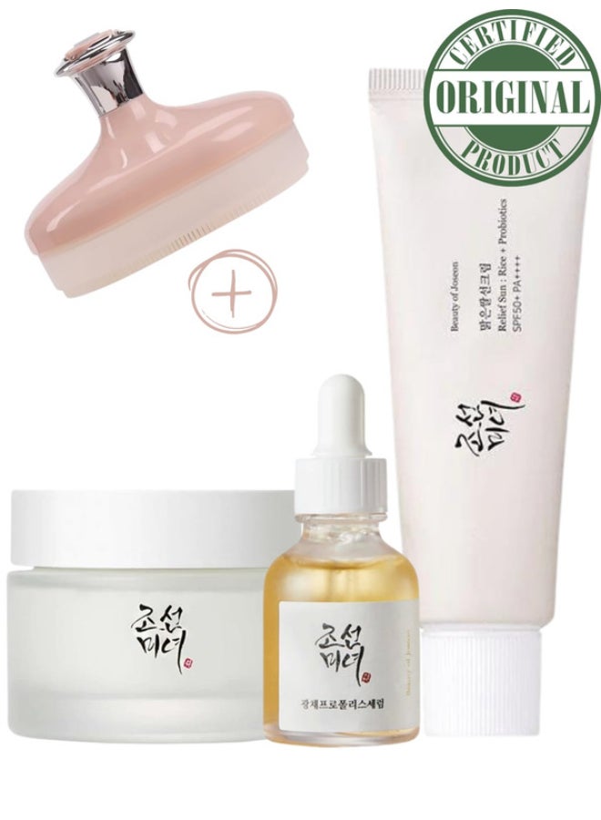 Glow Kit Glow Serum Propolis Niacinamide Dynasty Cream Sunscreen Relief Sun Probiotics SPF50+ PA++++ 130ml