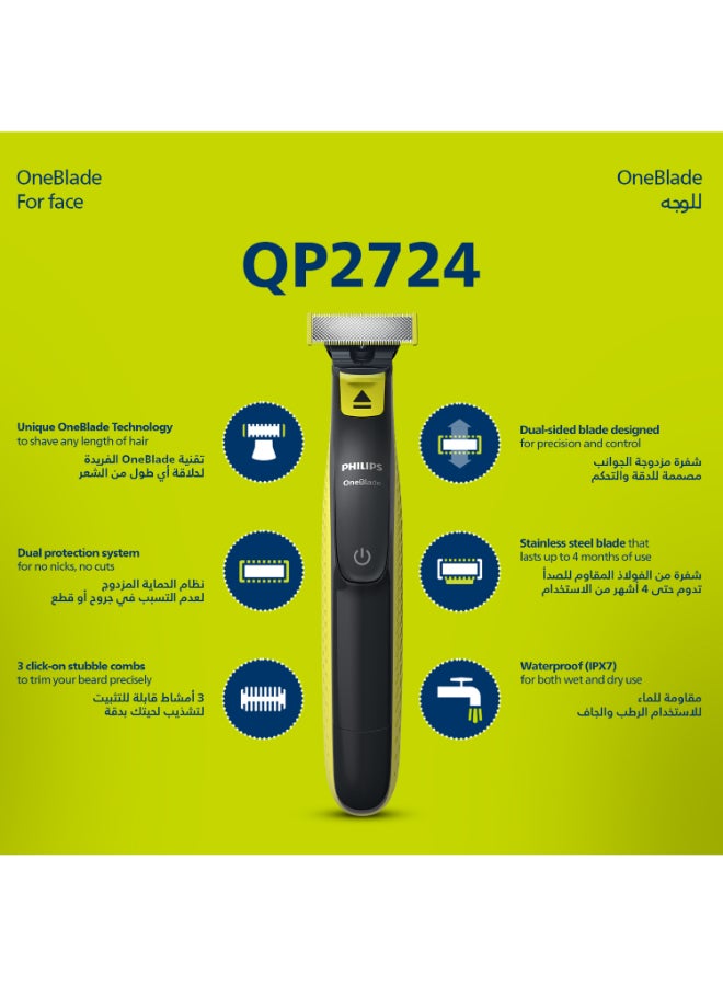 One Blade Electric Shaver QP2724/10 Black & Lime