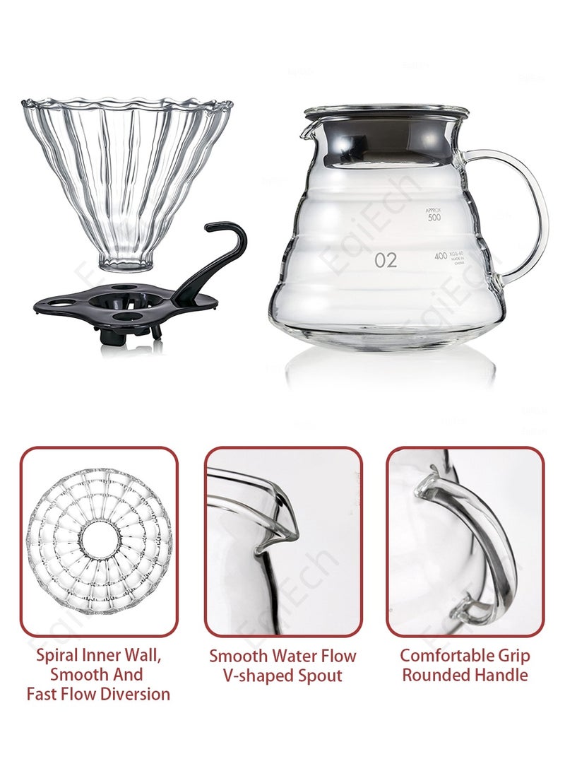 V60 Drip Coffee Set,7-Piece Hand Brewing Coffee Maker Set,Pour Over Coffee Machine Accessories Kit All In 1 Portable Travel Bag 57*16*27cm