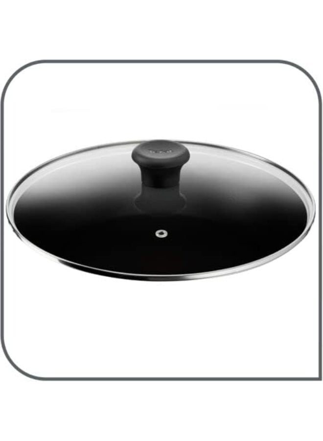 G6 Delicia Aluminium Non-Stick Kadai Pot With Glass Lid Black 28cm