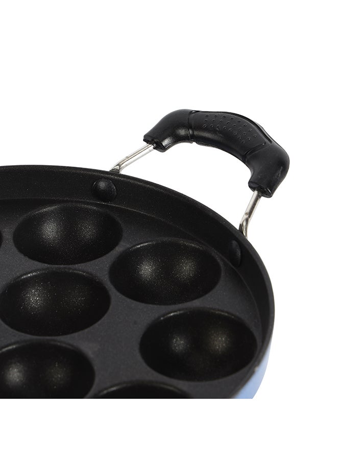 12 Pits Non-Stick 21 Cm Paniyarakkal, 3 Layer Coating, Premium Quality, Die Cast Aluminium Boday, Strong Heat-Resistant Handles, Durable Non-Stick Coating, Multi Color, Assorted Color, 31 X 21 X 4 Cm Multi Color 21cm