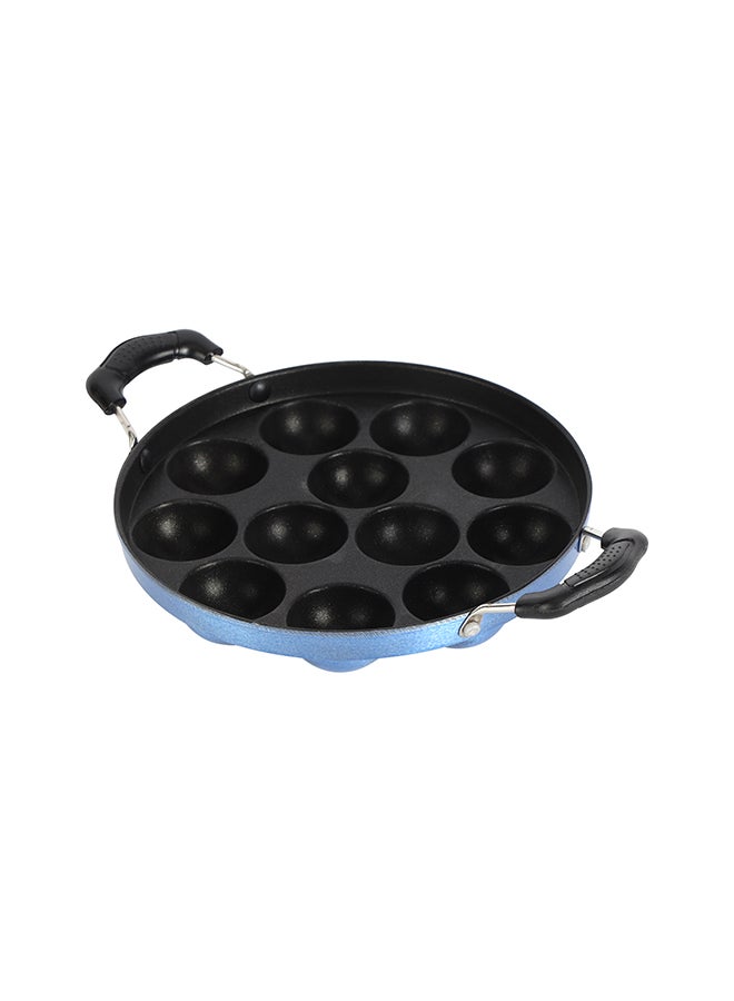 12 Pits Non-Stick 21 Cm Paniyarakkal, 3 Layer Coating, Premium Quality, Die Cast Aluminium Boday, Strong Heat-Resistant Handles, Durable Non-Stick Coating, Multi Color, Assorted Color, 31 X 21 X 4 Cm Multi Color 21cm