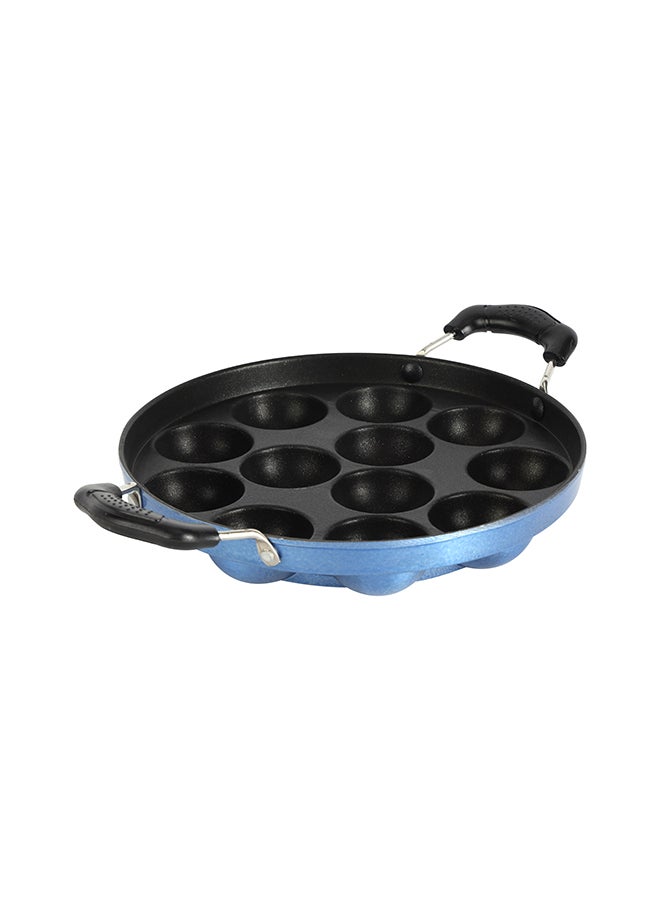 12 Pits Non-Stick 21 Cm Paniyarakkal, 3 Layer Coating, Premium Quality, Die Cast Aluminium Boday, Strong Heat-Resistant Handles, Durable Non-Stick Coating, Multi Color, Assorted Color, 31 X 21 X 4 Cm Multi Color 21cm