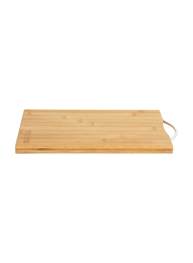 Organic Bamboo Cutting Board, Rf10238 - Strong Metal Handle - Durable & Lightweight - Antibacterial - Chopping Board For Meat And Vegetables Brown 32x22x1.6cm