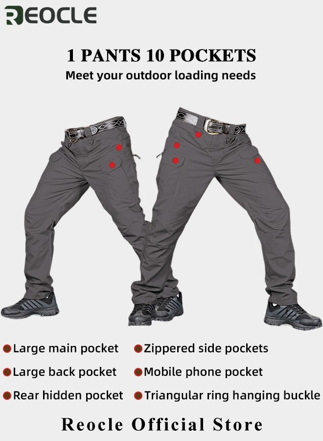 Men's Tactical Pants Lightweight Performance Pants with Multi Cargo Pockets Anti-rip Waterproof Military Combat Cargo Work Hiking Pants