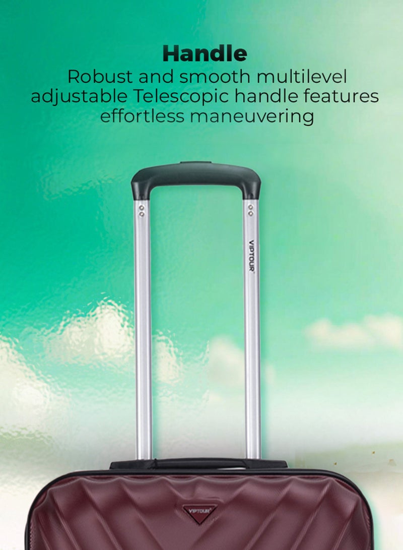 ABS Hardside 3-Piece Trolley Luggage Set  Spinner Wheels with Number Lock 20/24/28 Inches   Burgundy